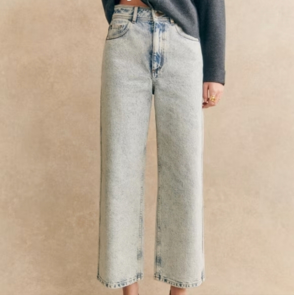 Sézane Le Crop Blue Edge Jeans | French Girl Style I VGUC, size 36 4US - Picture 2 of 13